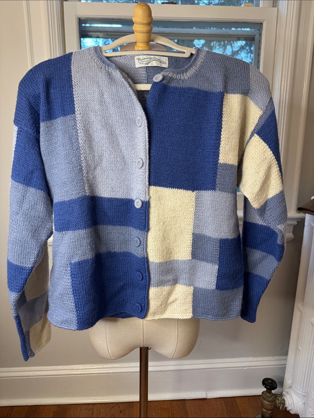 Vintage 100% alpaca Patchwork Button Cardigan